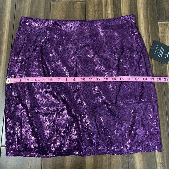 NWT Lulus plus size Purple Sequin Mini Skirt Fitted Gatsby Fun Glitter Halloween - Picture 4 of 9